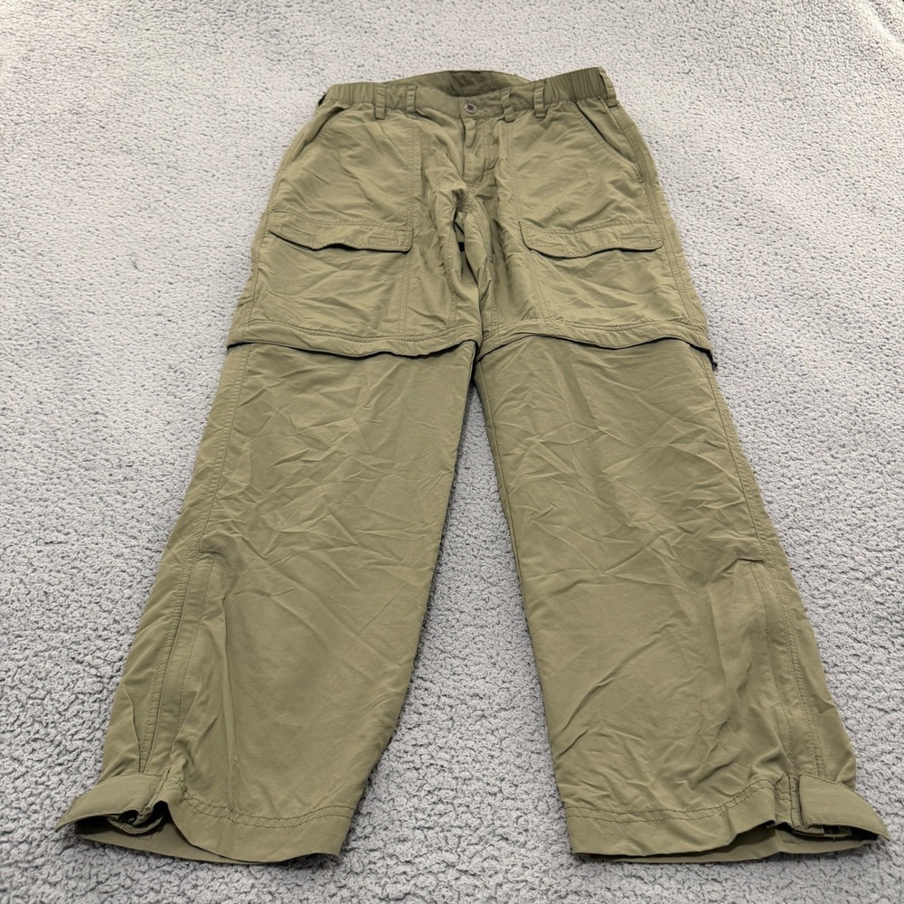 White Sierra Cargo Pants Womens M Olive Green Convertible Zip Off Hiking 30"